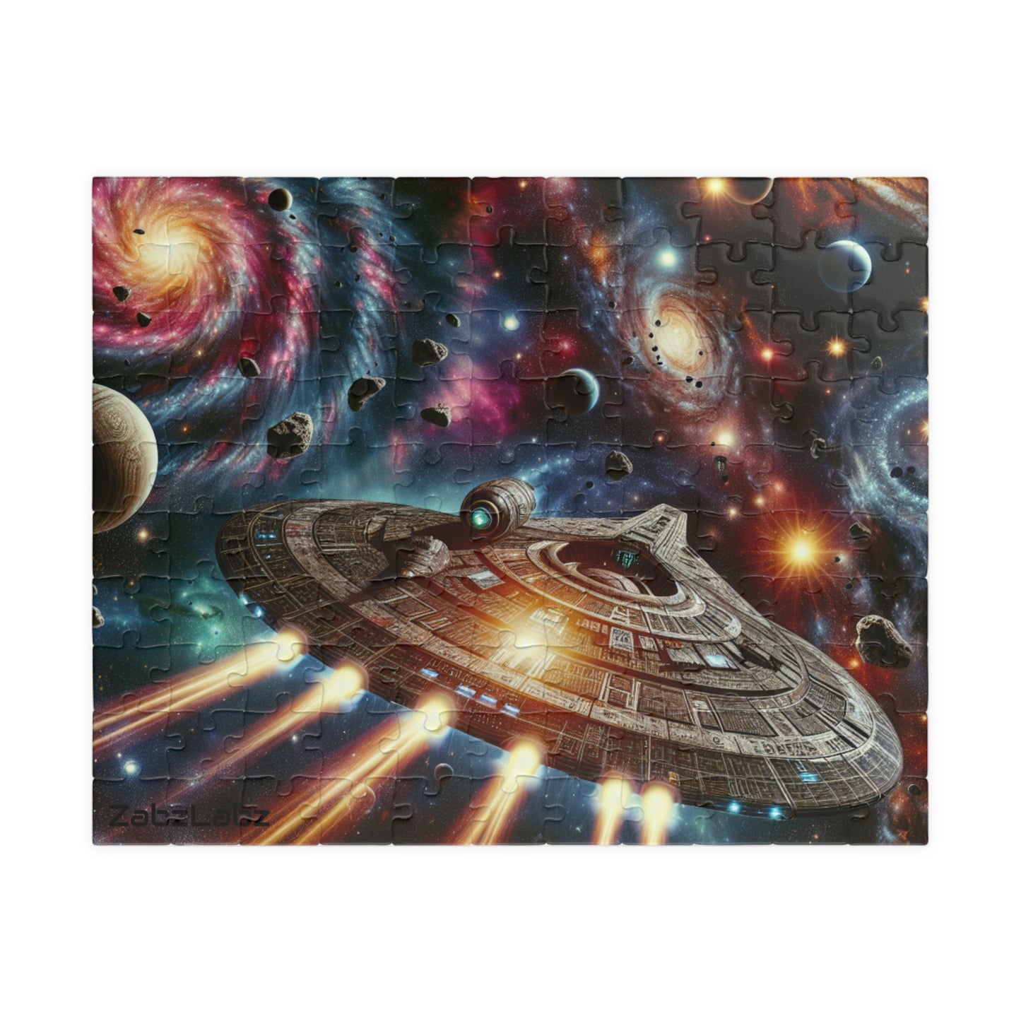 Galactic Adventure Puzzle / 110 Piece Jigsaw for Space Lovers- "Starship" By ZabzLabz