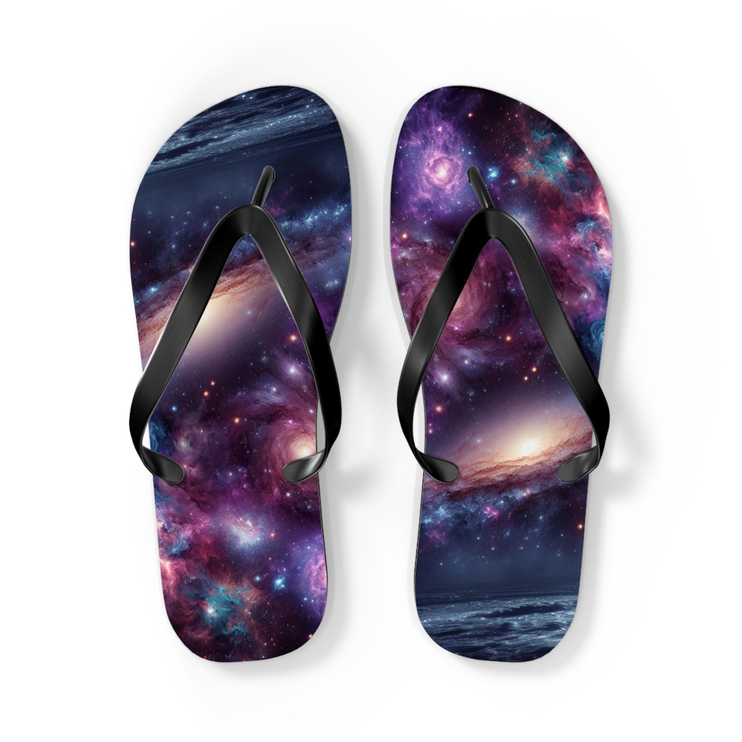 Cosmic Galaxy Flip Flops - Space-Themed Summer Footwear "Galaxy" By ZabzLabz