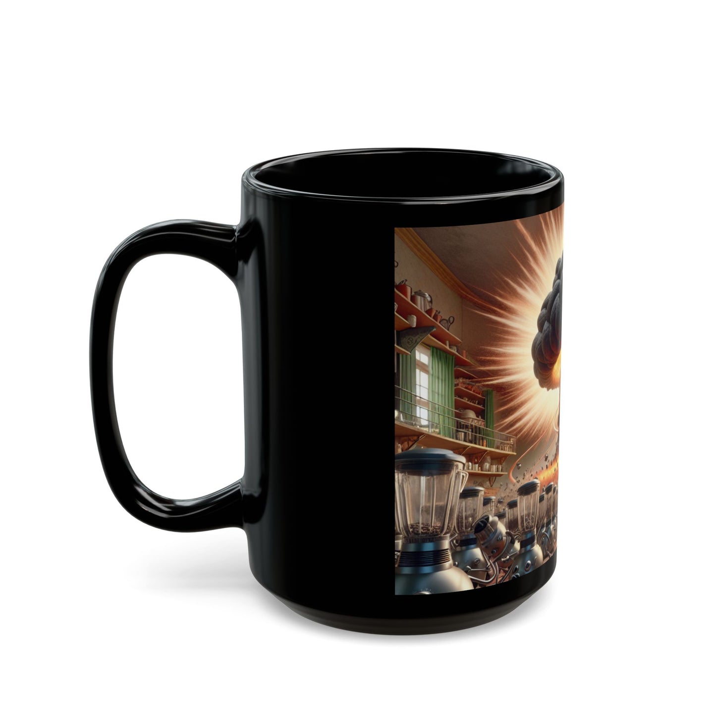 Explosive Design Black Mug - 11oz & 15oz | Bold Coffee Cup for Thrill Seekers "Boom" bBy ZabzLabz