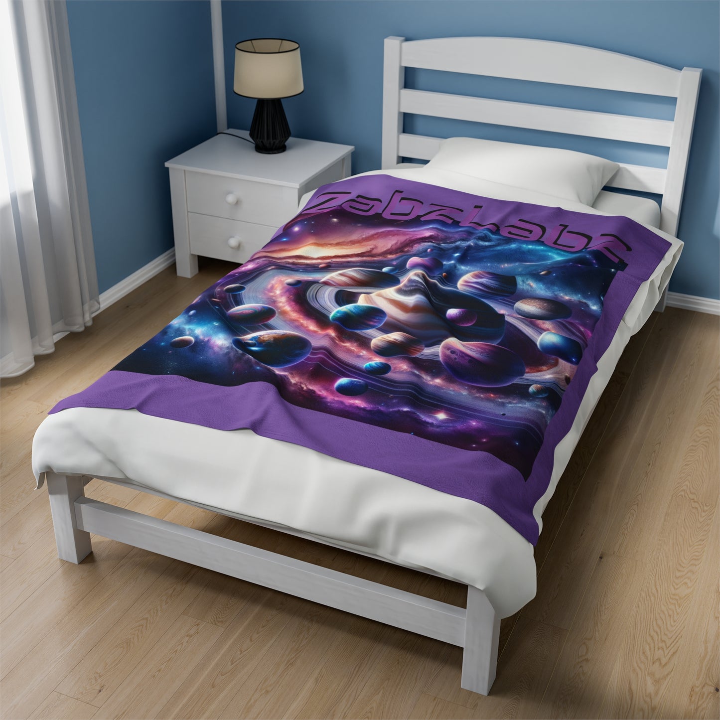 Cosmic Velveteen Plush Blanket - Galaxy Design "Stargazers" By ZabzLabz