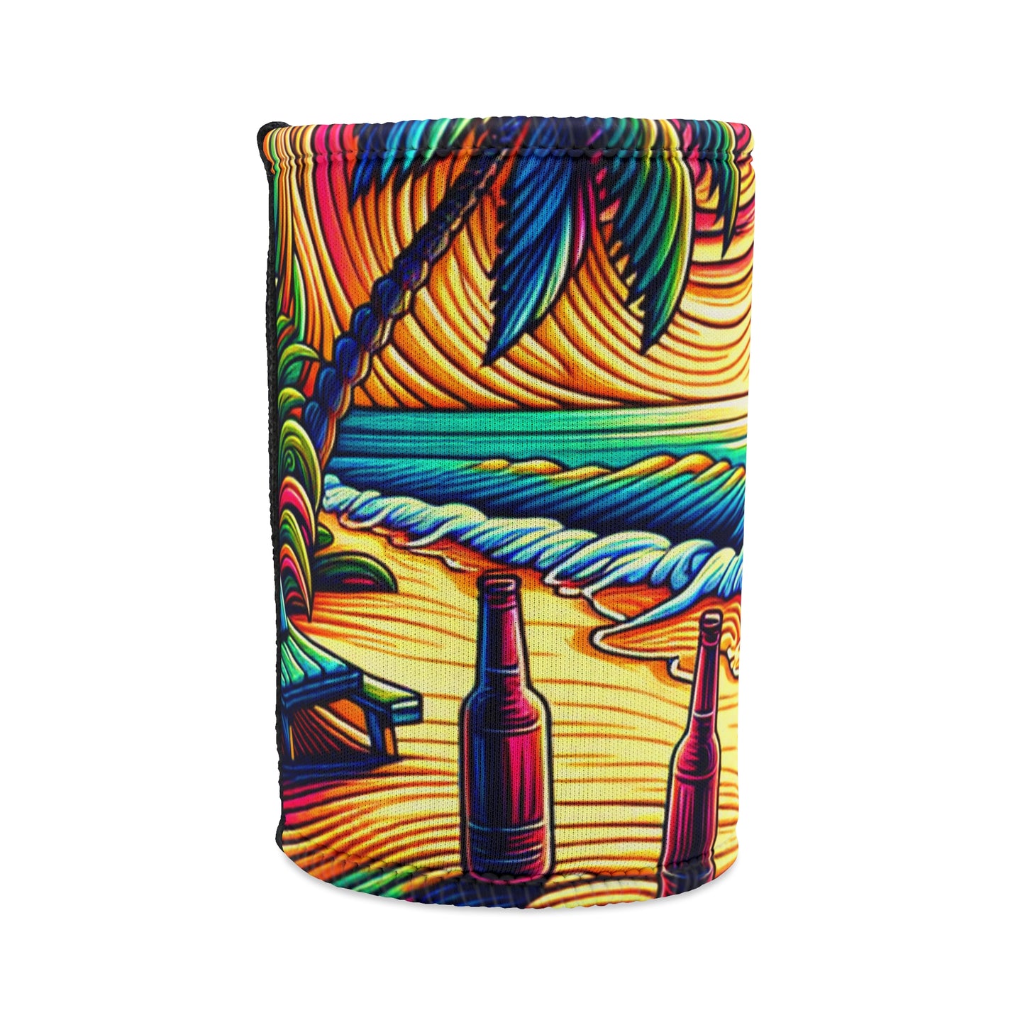 Tropical Vibes Stubby Cooler | Beach Sunset Design for Summer Fun