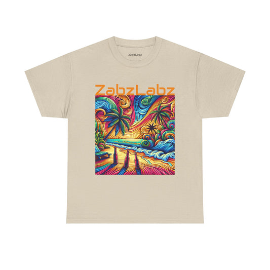 Sunset Beach Cotton Tee -  "Sunset" By ZabzLabz