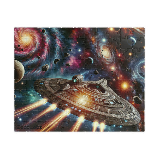 Galactic Adventure Puzzle / 110 Piece Jigsaw for Space Lovers- "Starship" By ZabzLabz