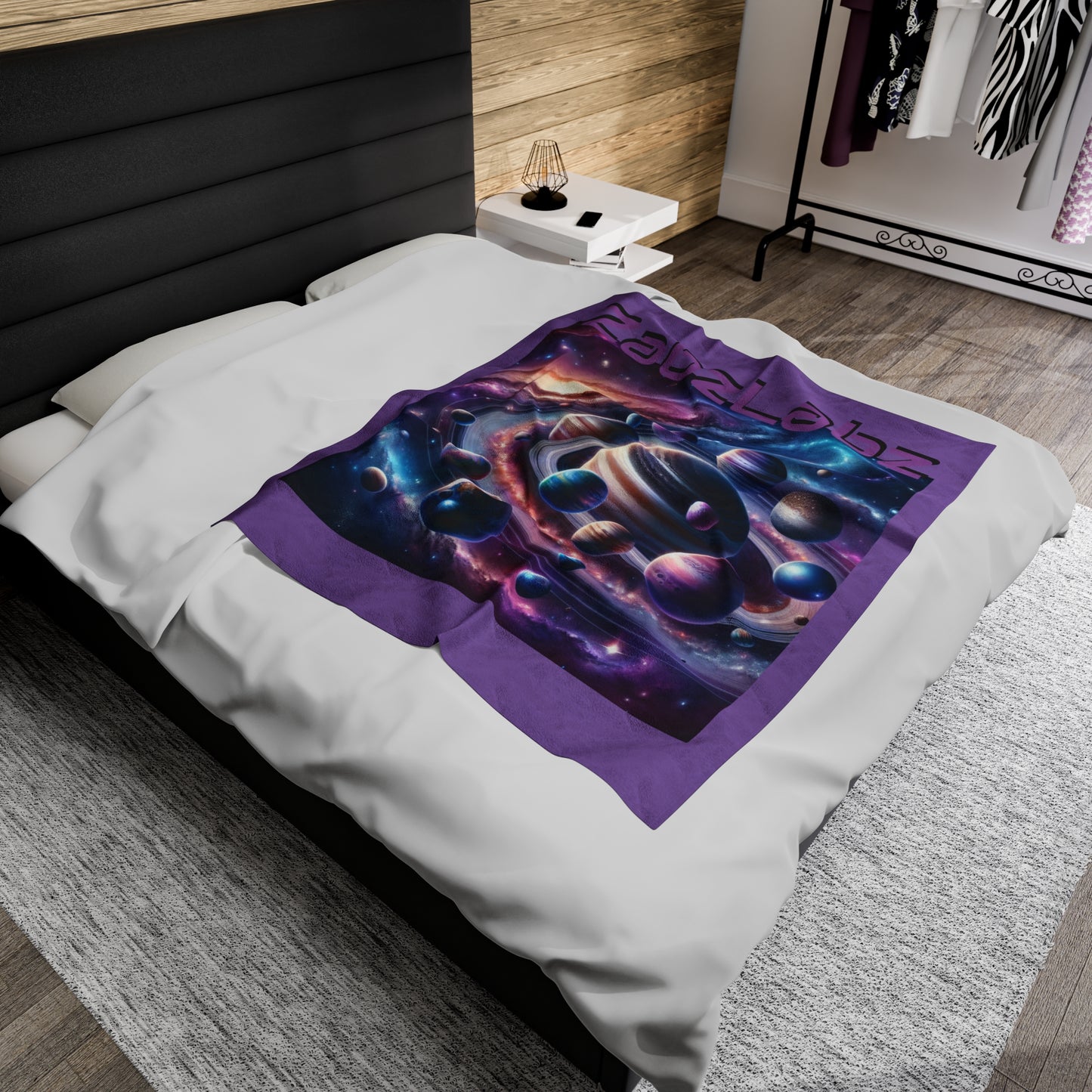 Cosmic Velveteen Plush Blanket - Galaxy Design "Stargazers" By ZabzLabz