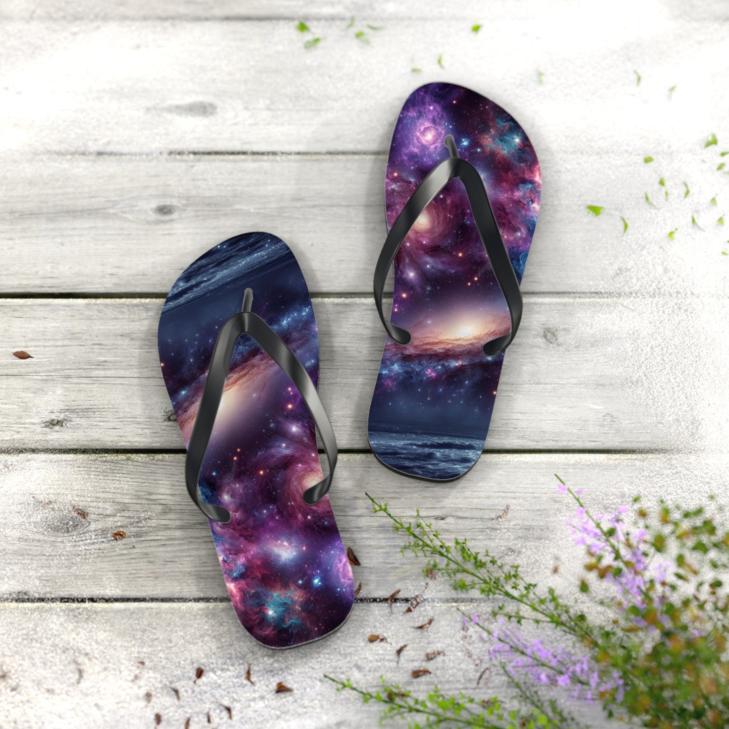 Cosmic Galaxy Flip Flops - Space-Themed Summer Footwear "Galaxy" By ZabzLabz