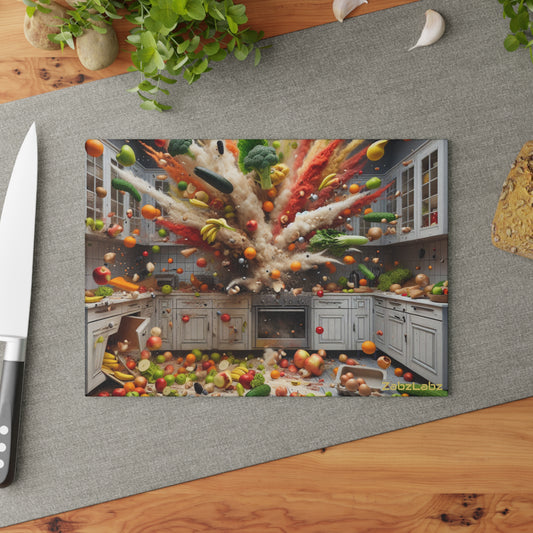 Dynamic Kitchen Glass Cutting Board - "V&F" By ZabzLabz