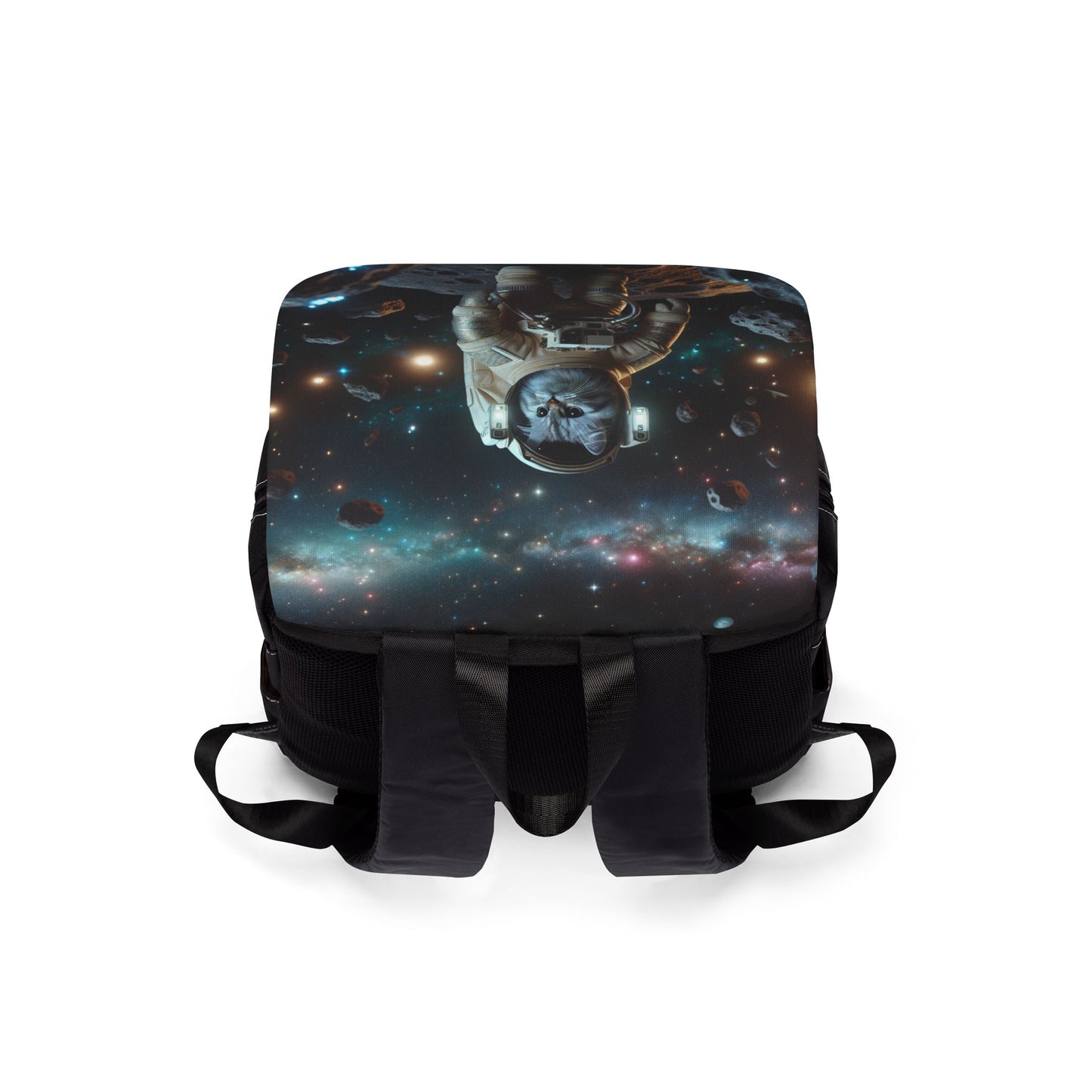 Cosmic Cat Casual Shoulder Backpack - Stylish Space-Themed Bag for Pets Lovers "Cosmic Cat" By ZabzLabz