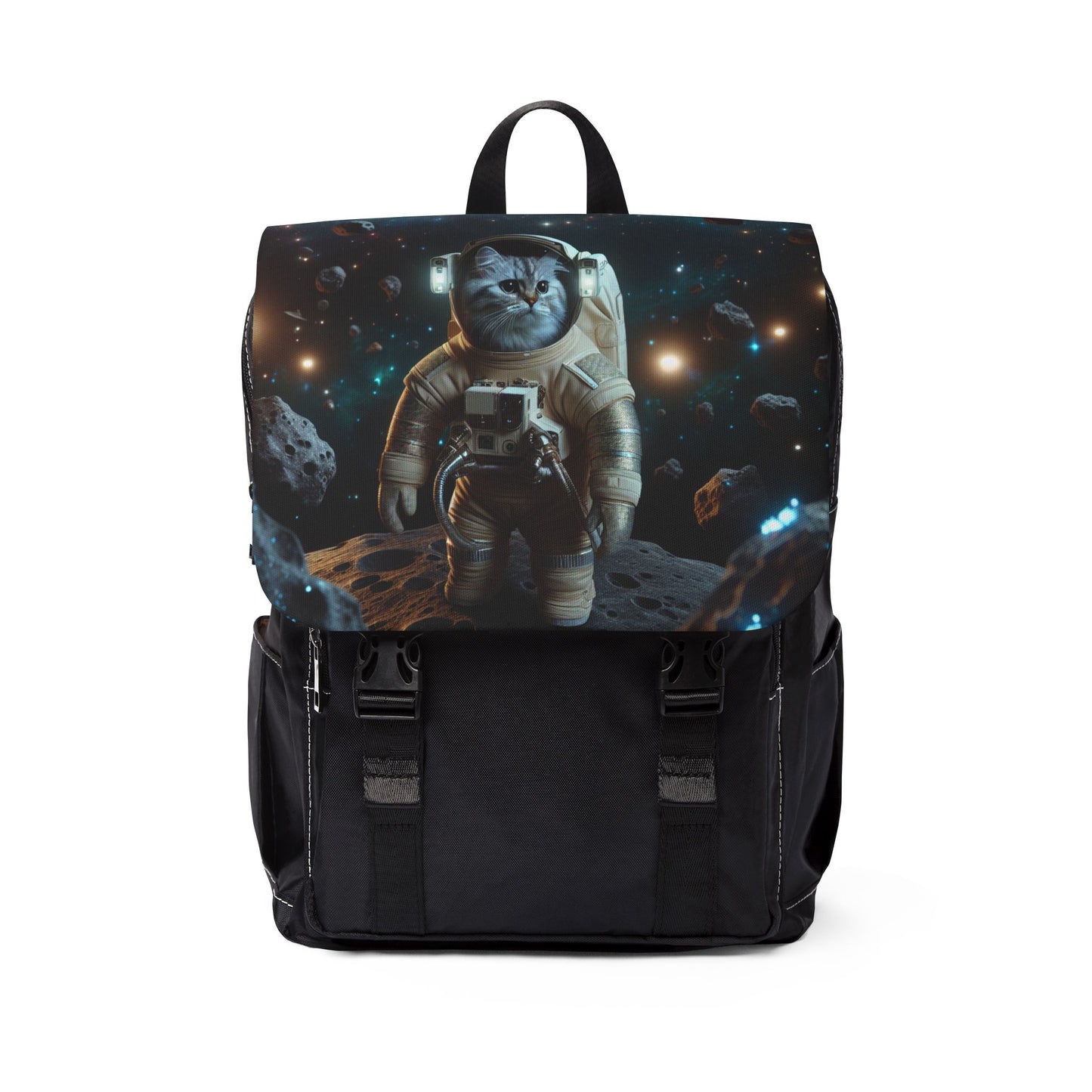 Cosmic Cat Casual Shoulder Backpack - Stylish Space-Themed Bag for Pets Lovers "Cosmic Cat" By ZabzLabz